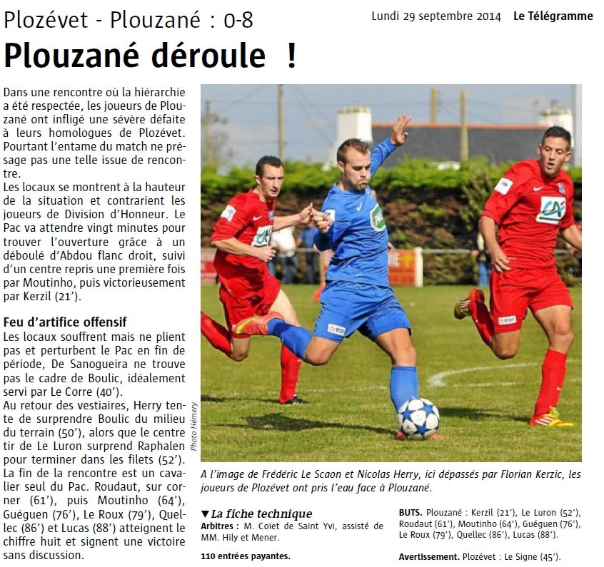 Le Télégramme du 29 Septembre 2014 Le Télégramme du 29 Septembre 2014