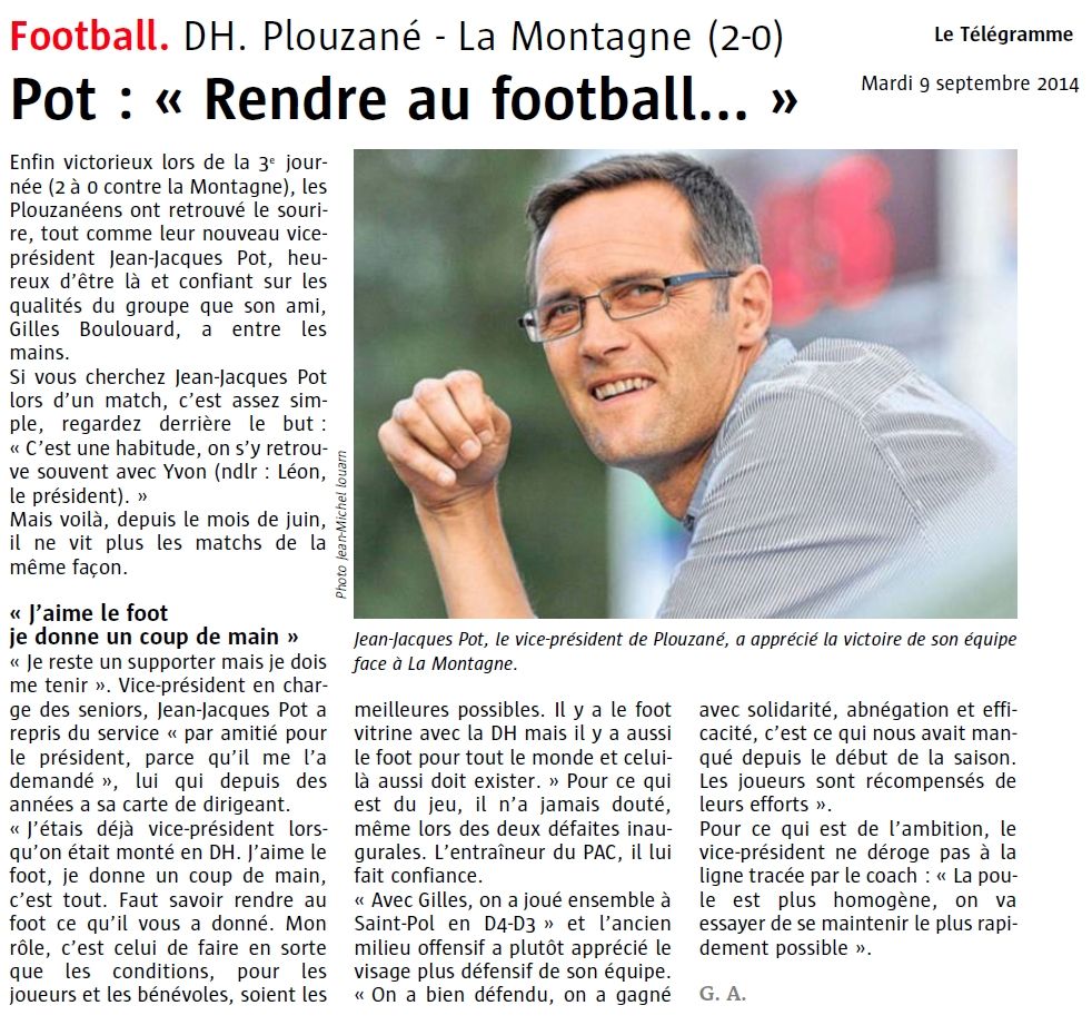 Le Télégramme du 9 Septembre 2014 Le Télégramme du 9 Septembre 2014
