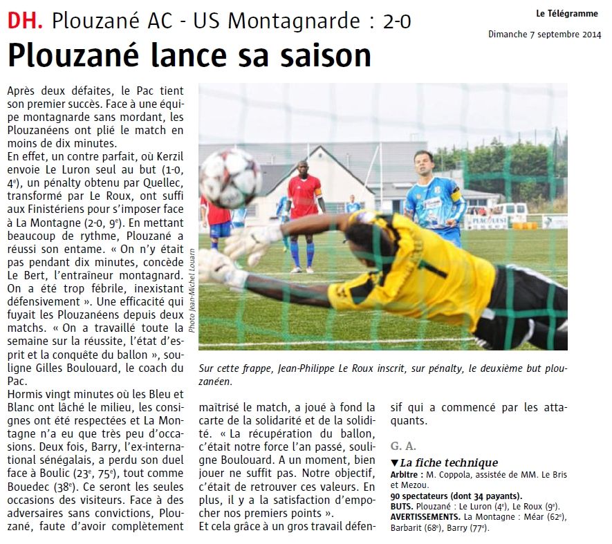 DH Le Télégramme du 7 Septembre 2014 DH Le Télégramme du 7 Septembre 2014
