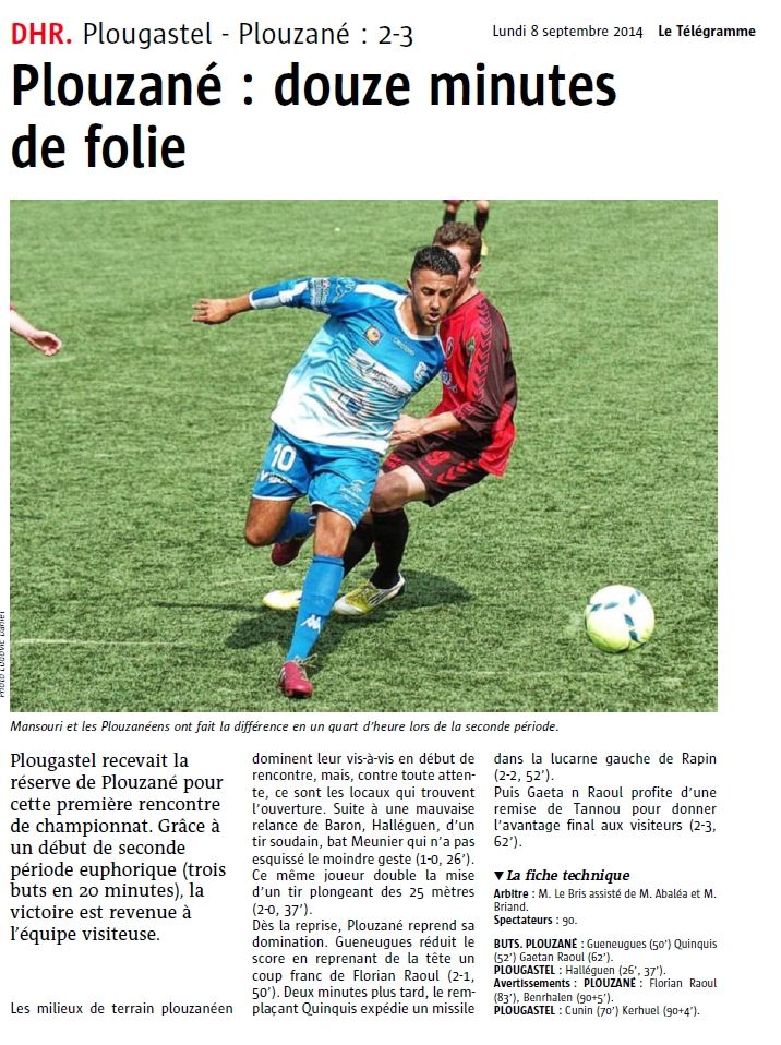 DHR Le Télégramme du 8 Septembre 2014 DHR Le Télégramme du 8 Septembre 2014