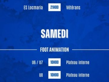 ⚽️ 𝘼𝙂𝙀𝙉𝘿𝘼 𝘿𝙐 𝙒𝙀𝙀𝙆-𝙀𝙉𝘿 ⚽️

Voici toutes les rencontres de nos bleus pour ce week-end du 12 au 14 Septembre ! 🔥

𝘼𝙇𝙇𝙀𝙕 𝙇𝙀 𝙋𝘼𝘾 💙🤍