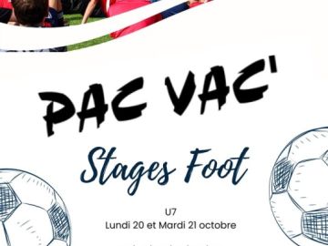 「𝗦𝗧𝗔𝗚𝗘 𝗣𝗔𝗖 𝗩𝗔𝗖' 𝗧𝗢𝗨𝗦𝗦𝗔𝗜𝗡𝗧」

📣 Inscriptions ouvertes ! 

❓𝘾𝙤𝙣𝙩𝙖𝙘𝙩/𝙧𝙚𝙣𝙨𝙚𝙞𝙜𝙣𝙚𝙢𝙚𝙣𝙩𝙨 :
📧 stagesfootpacvac@orange.fr 
📱06.56.78.74.36
🔍 Dossier disponible sur le...