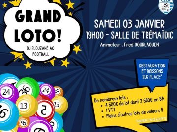 🎱𝙂𝙍𝘼𝙉𝘿 𝙇𝙊𝙏𝙊 𝘿𝙐 𝙋𝘼𝘾 𝙁𝙊𝙊𝙏 🎱

Nous vous attendons nombreux le 𝘀𝗮𝗺𝗲𝗱𝗶 𝟬𝟯 𝗝𝗮𝗻𝘃𝗶𝗲𝗿 dès 𝟭𝟵𝗵𝟬𝟬 à la 𝘀𝗮𝗹𝗹𝗲 𝗱𝗲 𝗧𝗿𝗲́𝗺𝗮𝗶̈𝗱𝗶𝗰 pour notre 𝗚𝗿𝗮𝗻𝗱 𝗟𝗼𝘁𝗼 du club, animé par...