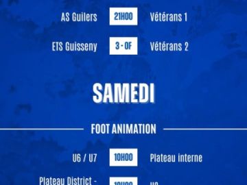 ⚽️ 𝘼𝙂𝙀𝙉𝘿𝘼 𝘿𝙐 𝙒𝙀𝙀𝙆-𝙀𝙉𝘿 ⚽️

Voici toutes les rencontres de nos bleus du 09 au 11 Janvier 2026 ! 🔥

𝘼𝙇𝙇𝙀𝙕 𝙇𝙀 𝙋𝘼𝘾 💙🤍