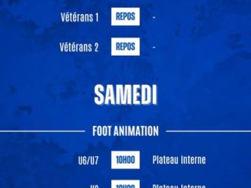 ⚽️ 𝘼𝙂𝙀𝙉𝘿𝘼 𝘿𝙐 𝙒𝙀𝙀𝙆-𝙀𝙉𝘿 ⚽️

Découvrez toutes les rencontres de nos bleus ce week-end ! 🔥

𝘼𝙇𝙇𝙀𝙕 𝙇𝙀 𝙋𝘼𝘾 💙🤍